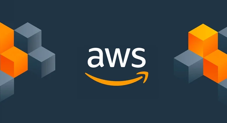 AWS cloud activation banner with AWS logo and geometric cloud blocks