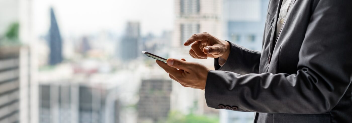 Businessman using smart devices for Digital technology connection and marketing
